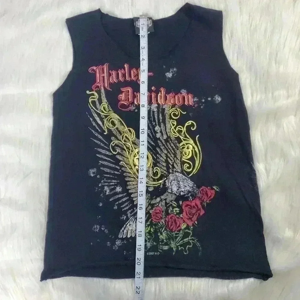 Vintage 90s Harley Davidson Biker Motorcycle Cutoff - Picture 7 of 8